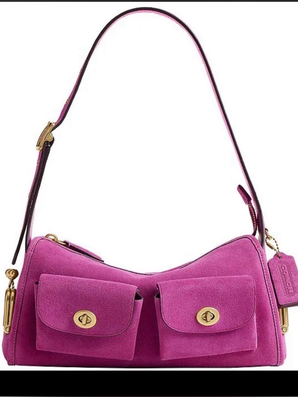 COACH Magenta Pink Suede Turlock haversack 27 shoulder bag